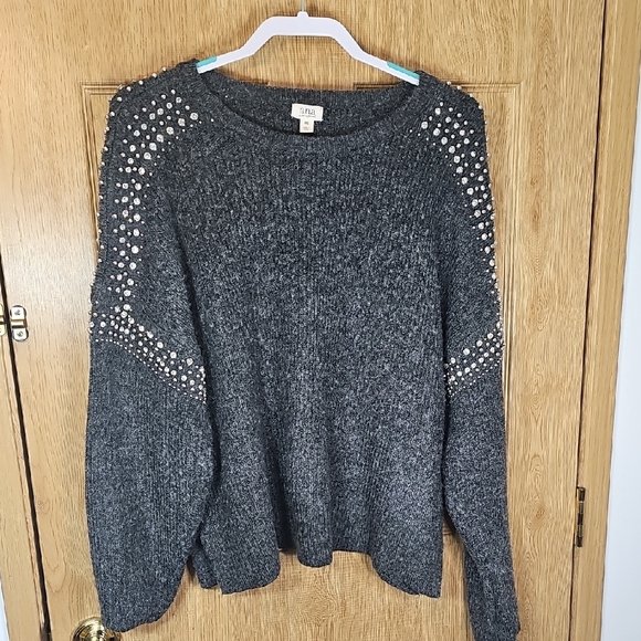 a.n.a Sweaters - a.n.a Charcoal Sweater with Studded Accents